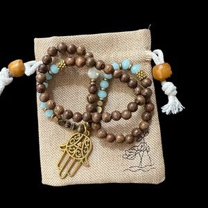 Handmade Boho necklace with Hamsa Hand charm